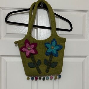 Rising Tide Floral Boiled Wool Purse
